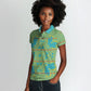 Green Hearts Crown Traditional Geometry Women Polo Shirt Seanamarena Basotho Blanket Inspired