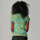 Green Hearts Crown Traditional Geometry Women V-Neck T-Shirt Seanamarena Basotho Blanket Inspired
