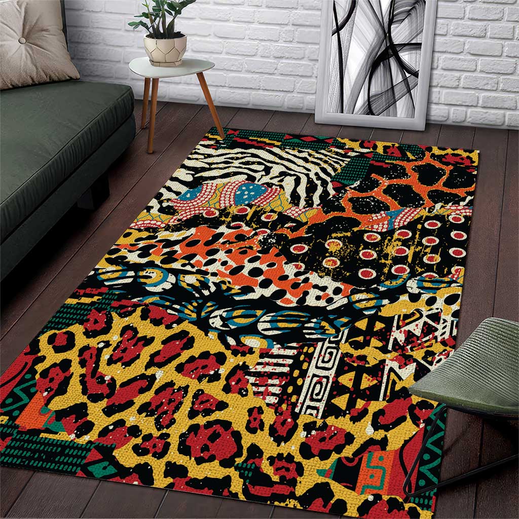 African Mixed Wild Animal Skins Area Rug