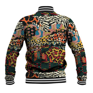 African Mixed Wild Animal Skins Baseball Jacket