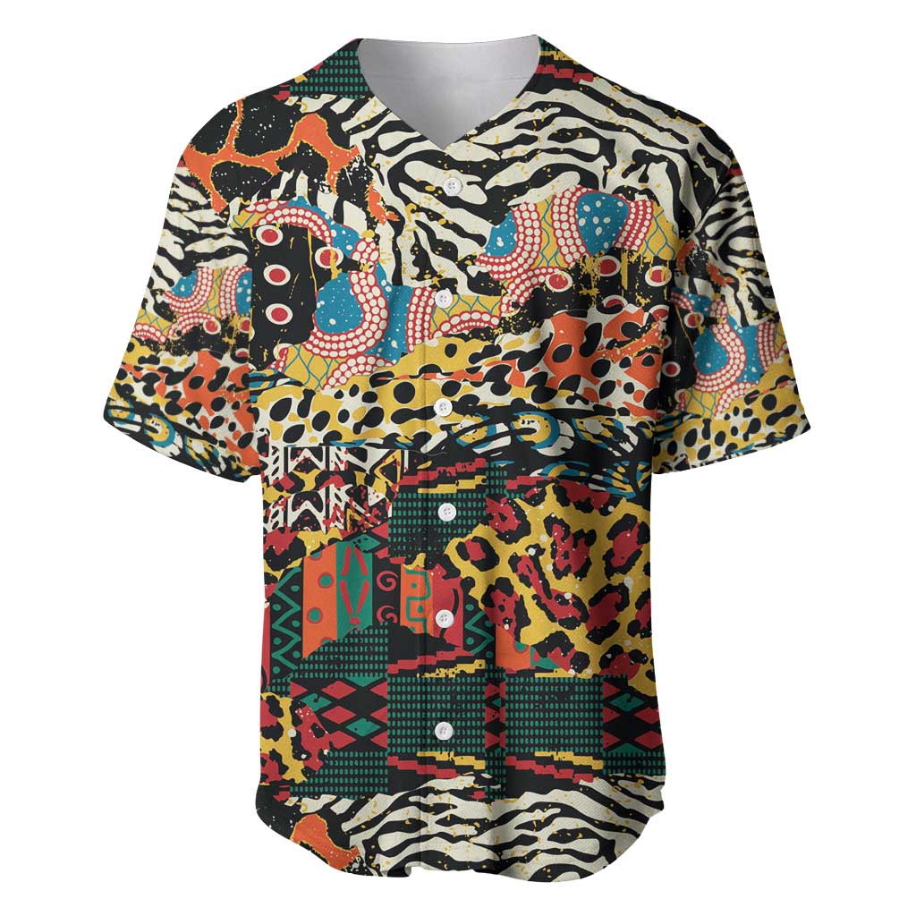 African Mixed Wild Animal Skins Baseball Jersey