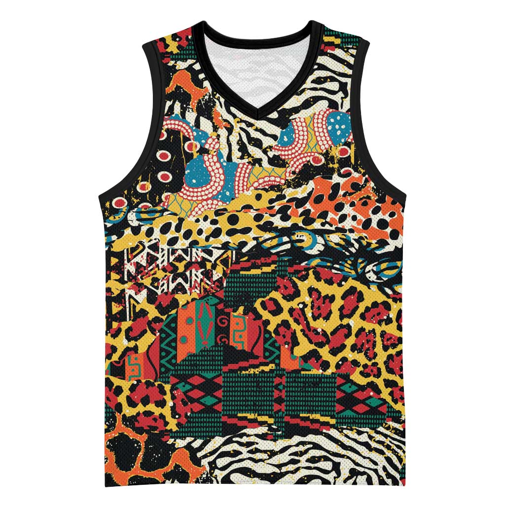African Mixed Wild Animal Skins Basketball Jersey LT9