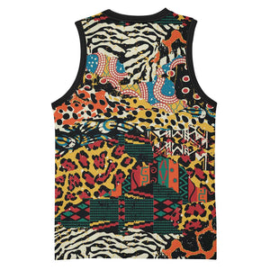 African Mixed Wild Animal Skins Basketball Jersey - African Pride