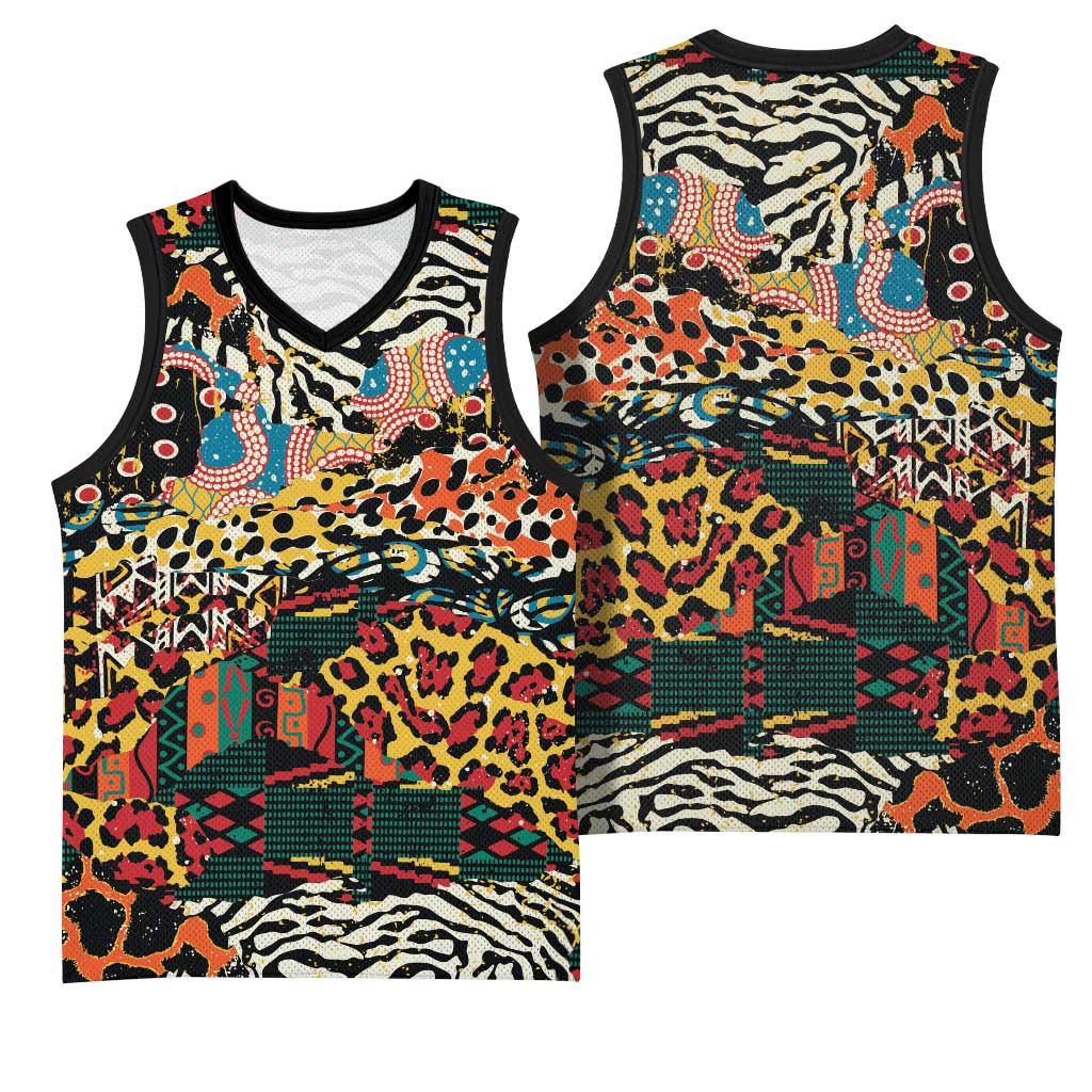 African Mixed Wild Animal Skins Basketball Jersey - African Pride