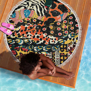 African Mixed Wild Animal Skins Beach Blanket