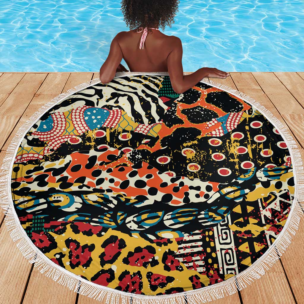 African Mixed Wild Animal Skins Beach Blanket