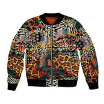 African Mixed Wild Animal Skins Bomber Jacket