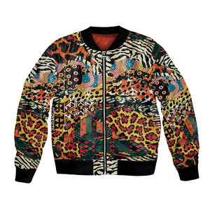African Mixed Wild Animal Skins Bomber Jacket