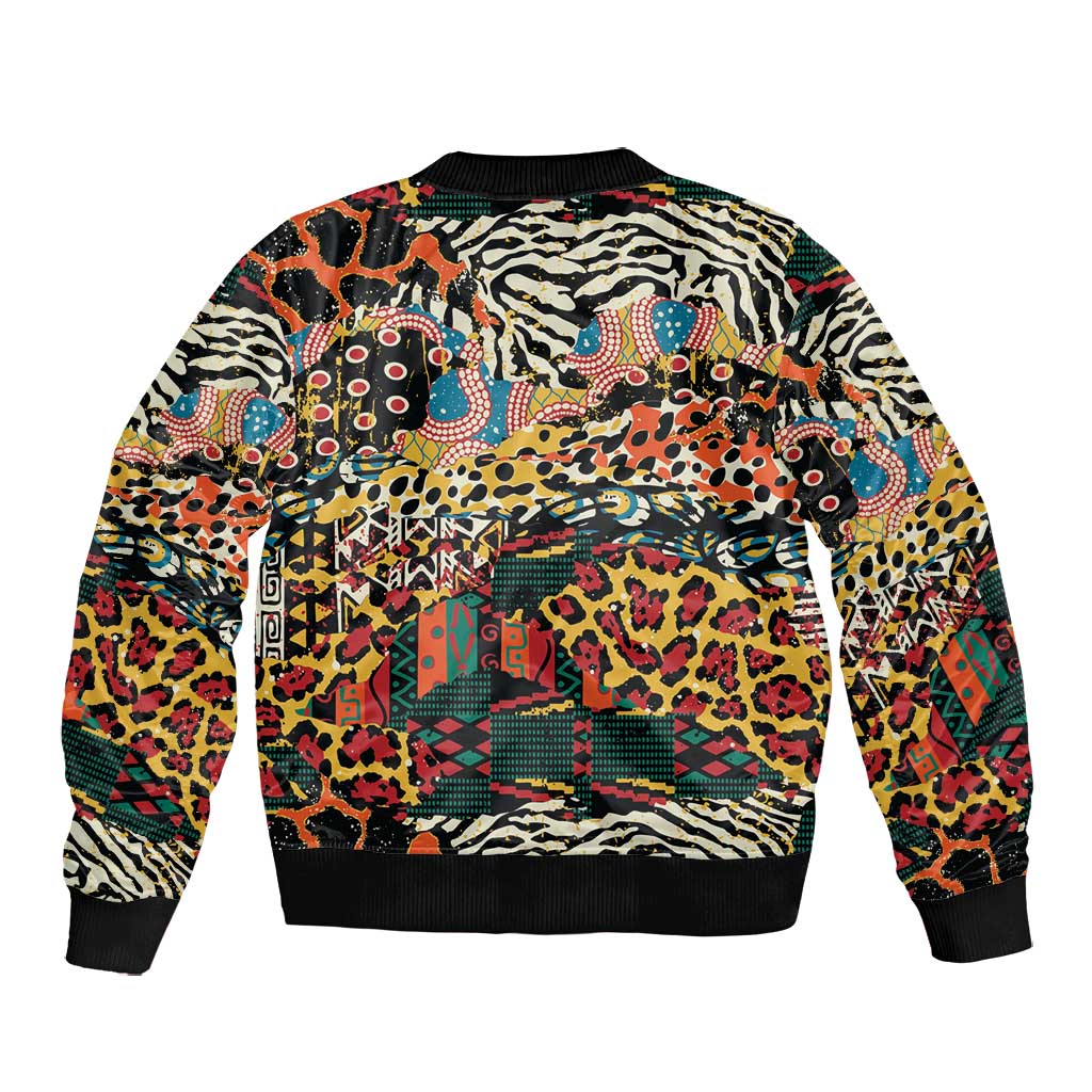 African Mixed Wild Animal Skins Bomber Jacket