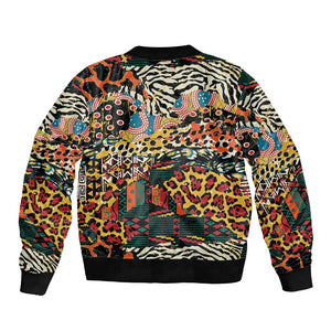 African Mixed Wild Animal Skins Bomber Jacket