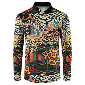 African Mixed Wild Animal Skins Button Sweatshirt