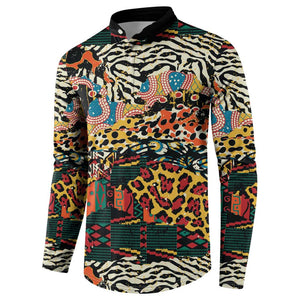 African Mixed Wild Animal Skins Button Sweatshirt