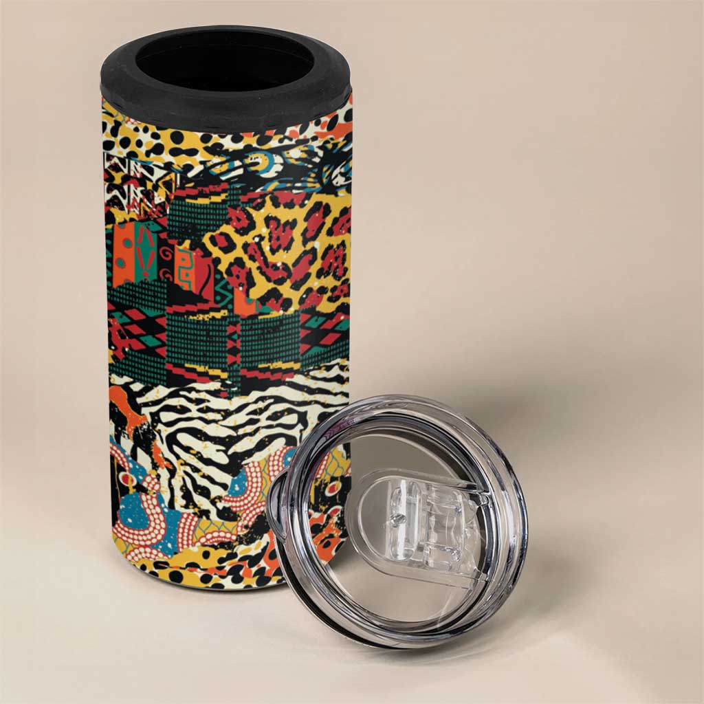 African Mixed Wild Animal Skins 4 in 1 Can Cooler Tumbler