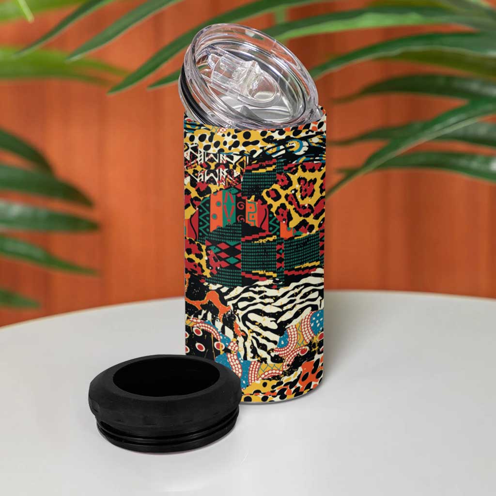 African Mixed Wild Animal Skins 4 in 1 Can Cooler Tumbler