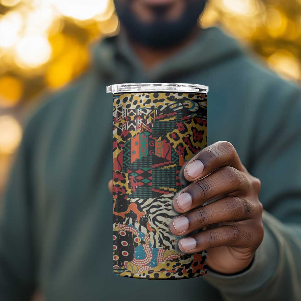 African Mixed Wild Animal Skins 4 in 1 Can Cooler Tumbler