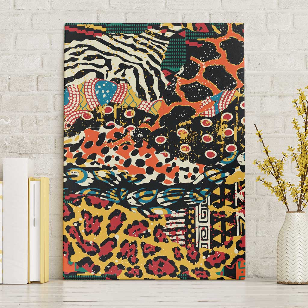 African Mixed Wild Animal Skins Canvas Wall Art