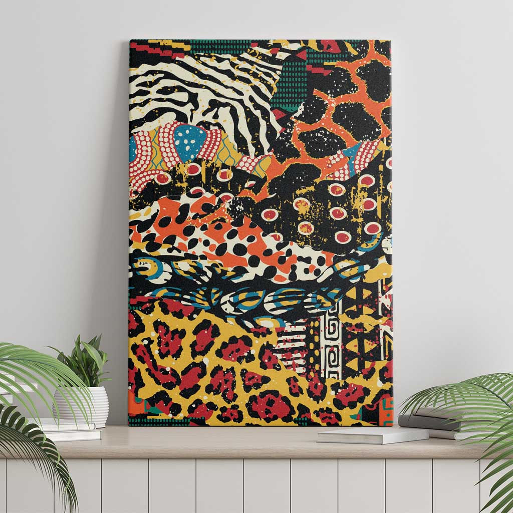 African Mixed Wild Animal Skins Canvas Wall Art