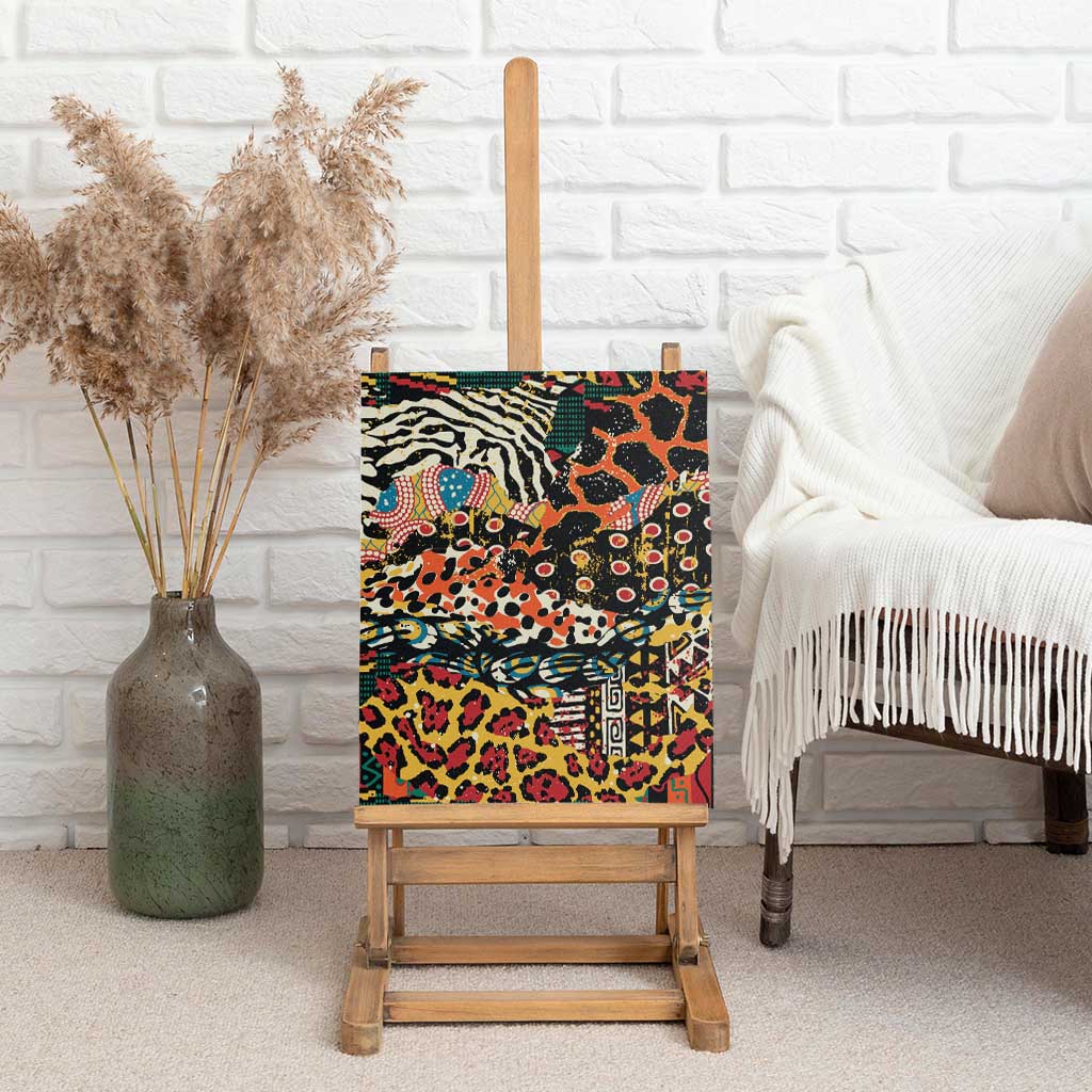 African Mixed Wild Animal Skins Canvas Wall Art