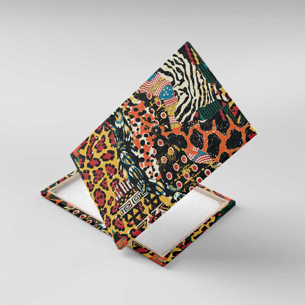 African Mixed Wild Animal Skins Canvas Wall Art