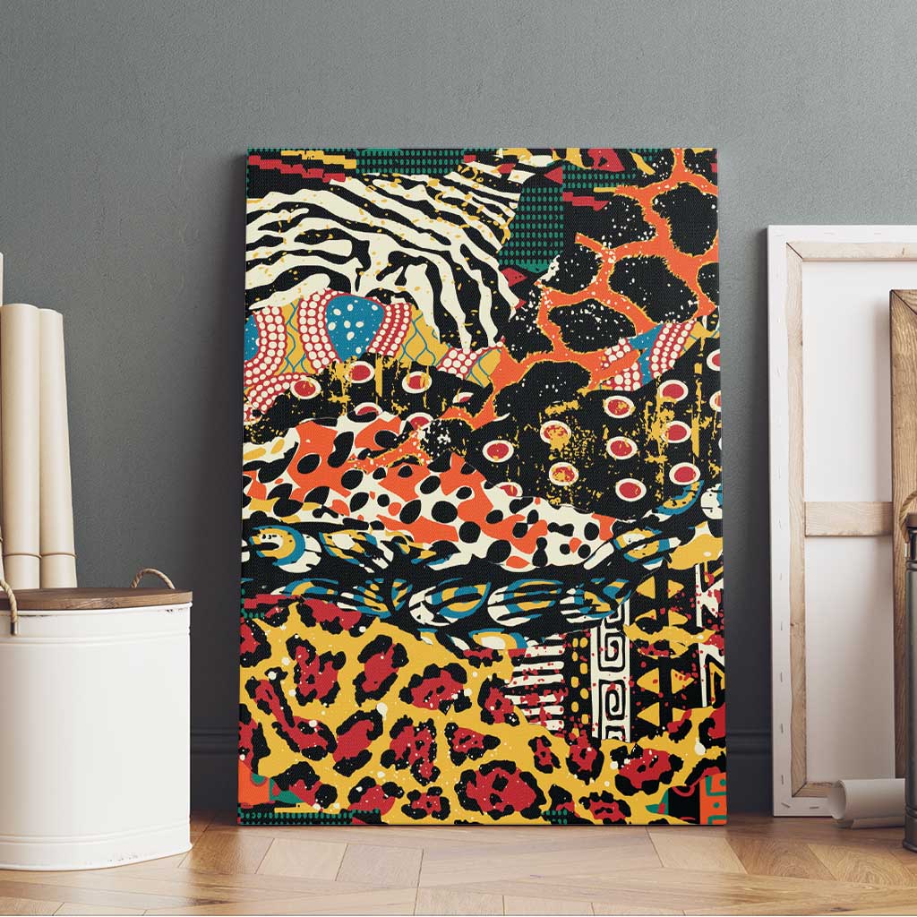 African Mixed Wild Animal Skins Canvas Wall Art