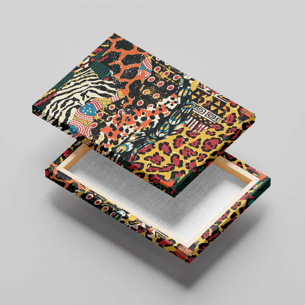 African Mixed Wild Animal Skins Canvas Wall Art