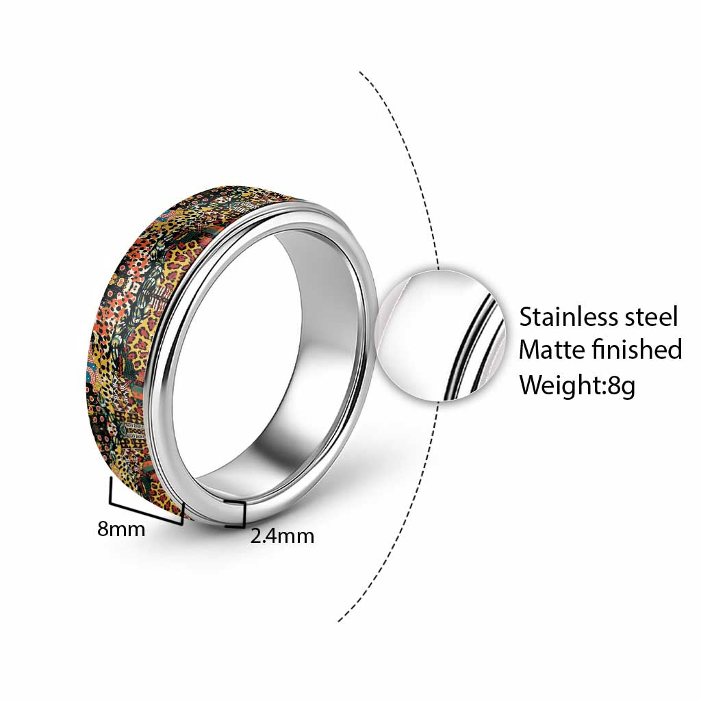 African Mixed Wild Animal Skins Classic Ring - African Pride