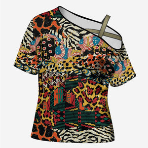 African Mixed Wild Animal Skins Cross Shoulder Shirt
