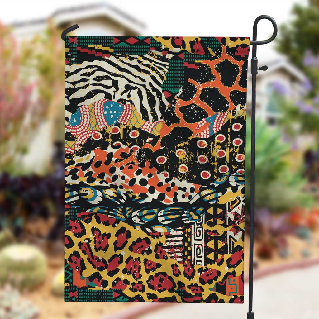 African Mixed Wild Animal Skins Garden Flag