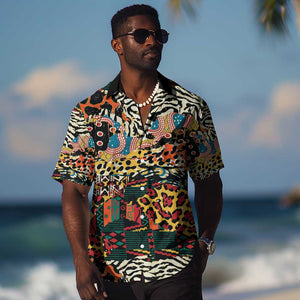 African Mixed Wild Animal Skins Hawaiian Shirt