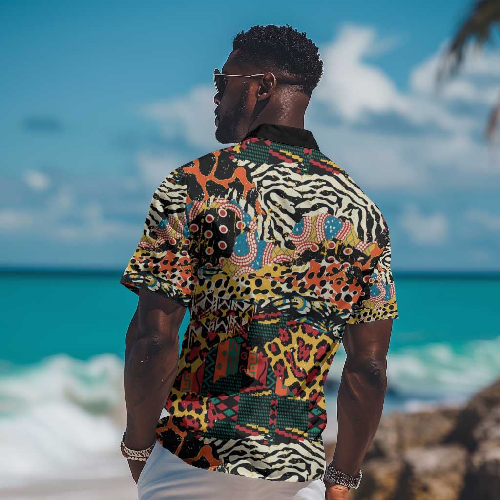 African Mixed Wild Animal Skins Hawaiian Shirt