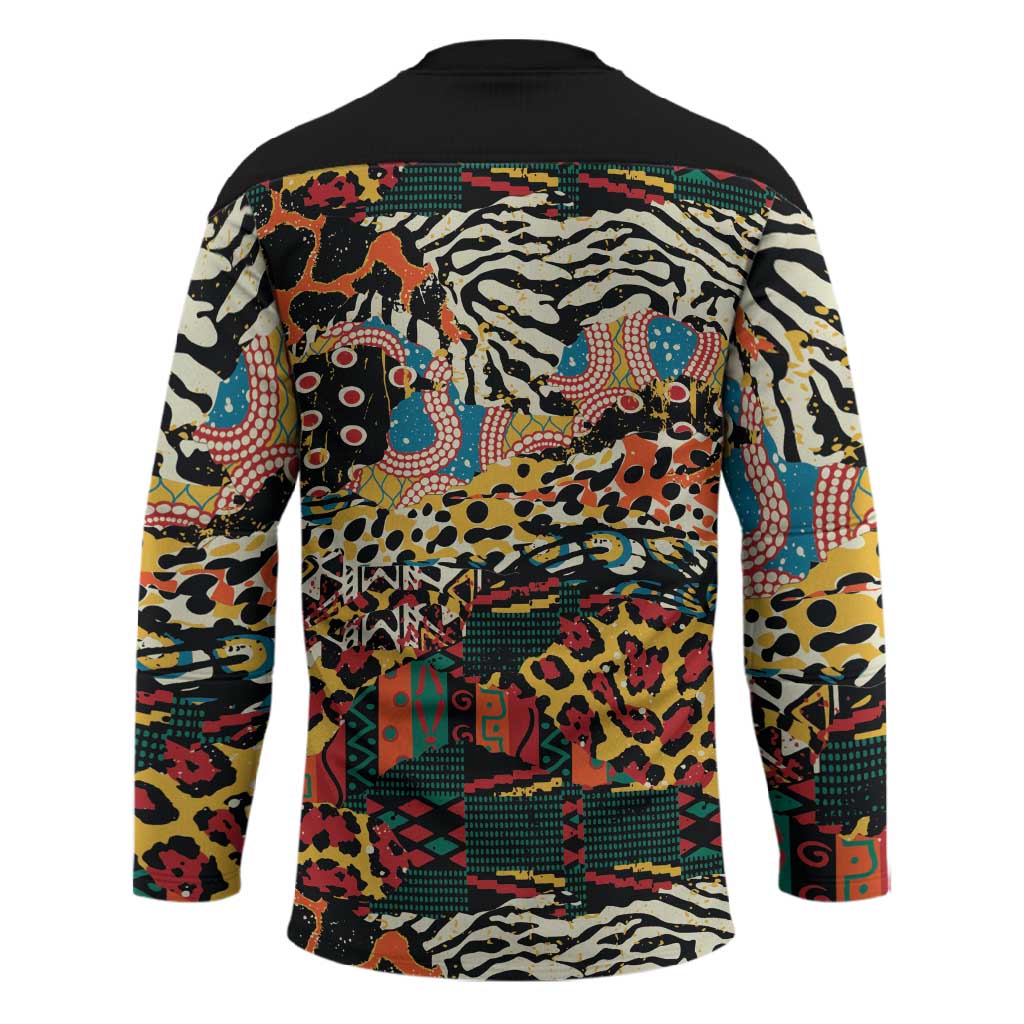 African Mixed Wild Animal Skins Hockey Jersey