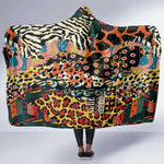 African Mixed Wild Animal Skins Hooded Blanket