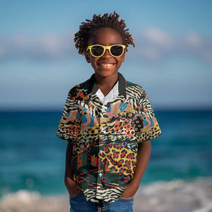 African Mixed Wild Animal Skins Kid Hawaiian Shirt