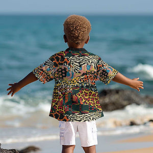 African Mixed Wild Animal Skins Kid Hawaiian Shirt