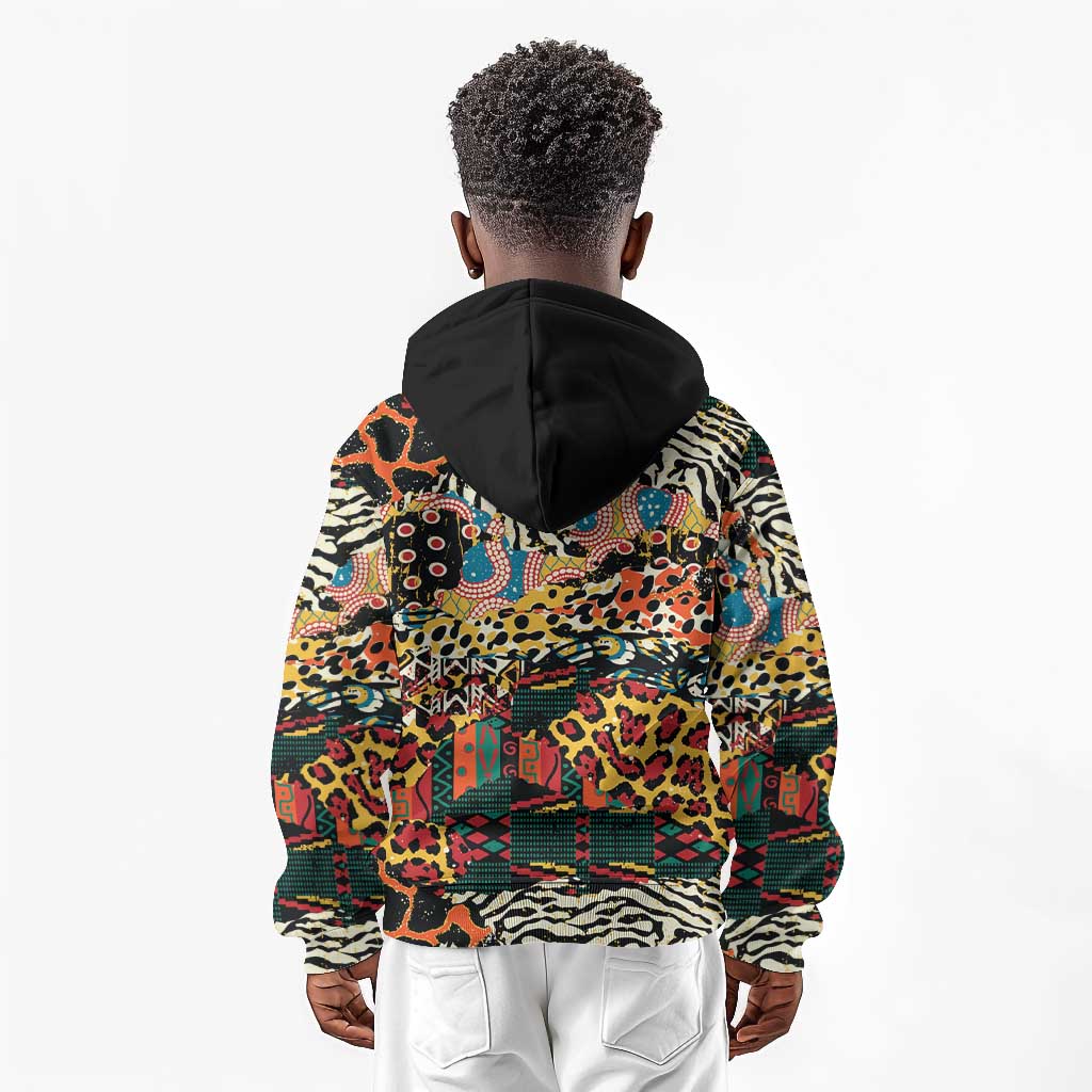 African Mixed Wild Animal Skins Kid Hoodie