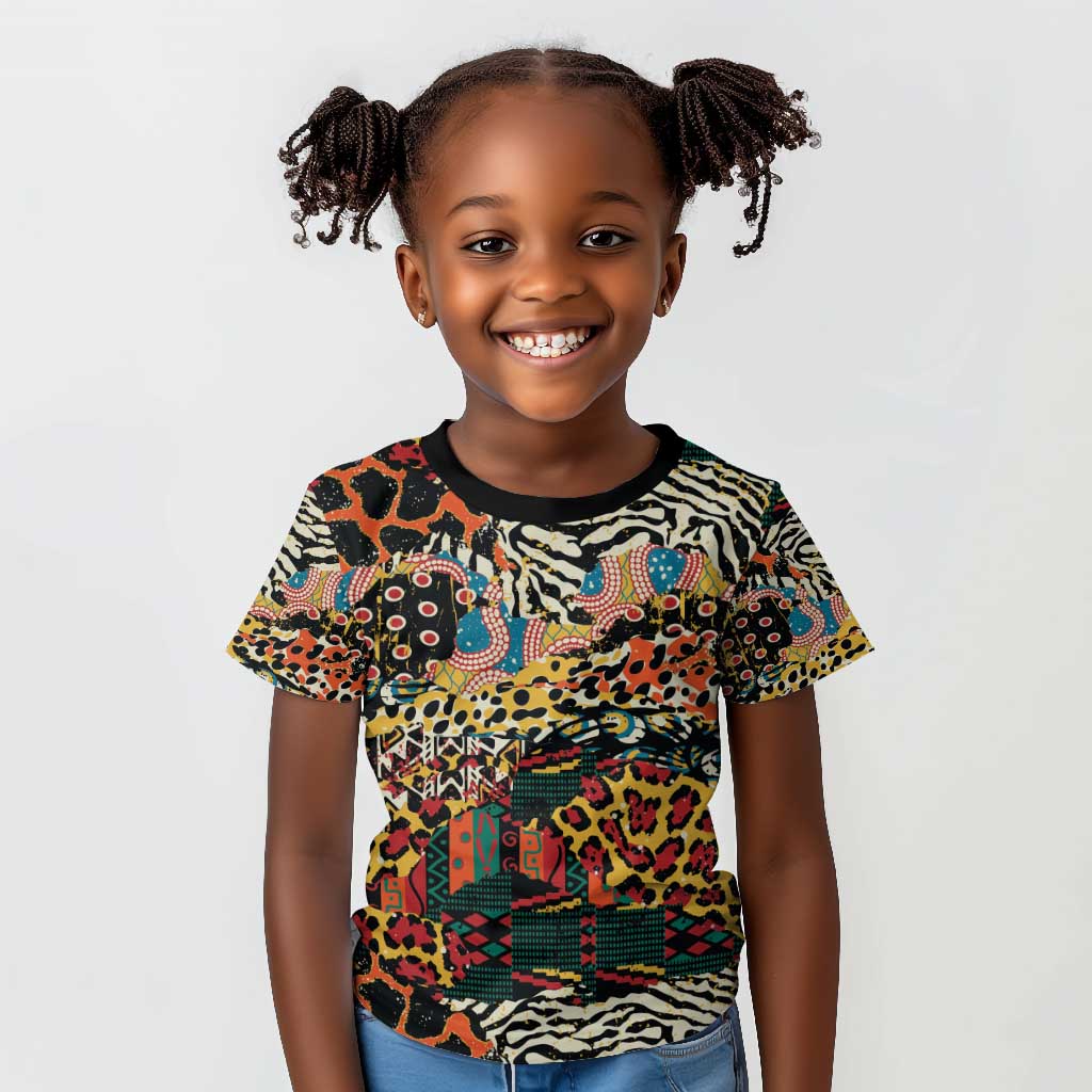African Mixed Wild Animal Skins Kid T shirt