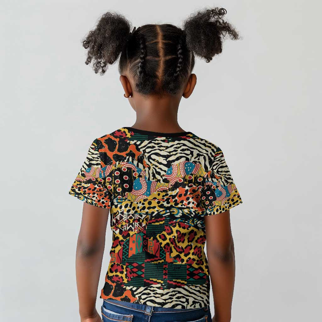 African Mixed Wild Animal Skins Kid T shirt