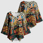 African Mixed Wild Animal Skins Kimono Sleeve Blouse