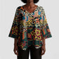 African Mixed Wild Animal Skins Kimono Sleeve Blouse