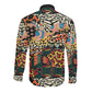 African Mixed Wild Animal Skins Long Sleeve Button Shirt