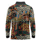 African Mixed Wild Animal Skins Long Sleeve Polo Shirt