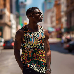 African Mixed Wild Animal Skins Men Tank Top