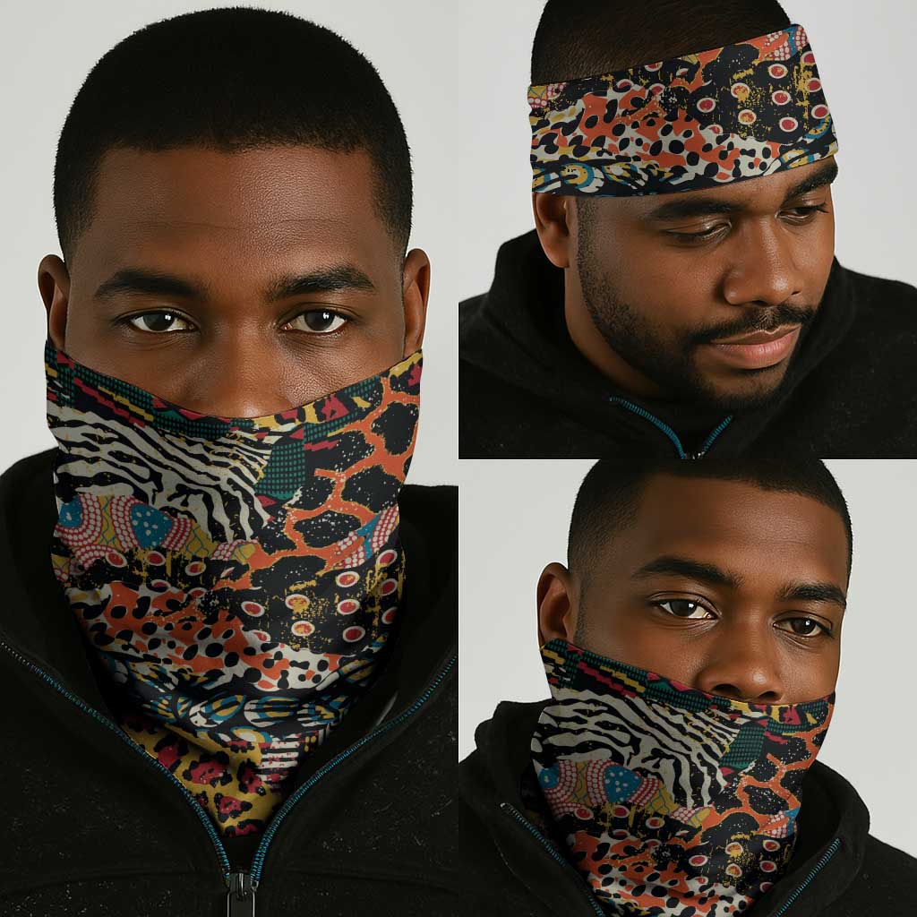 African Mixed Wild Animal Skins Neck Gaiter LT9