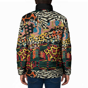 African Mixed Wild Animal Skins Padded Jacket