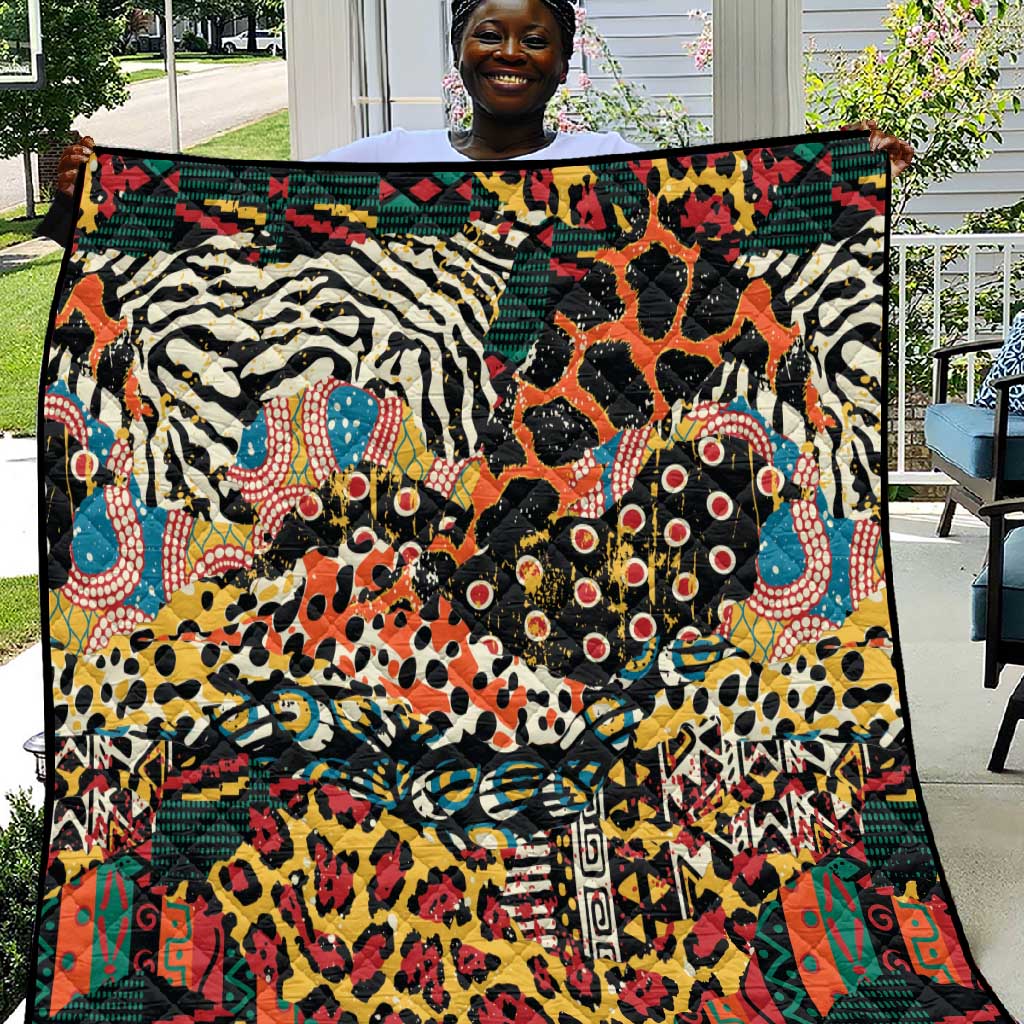 African Mixed Wild Animal Skins Quilt