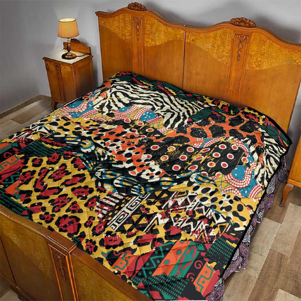 African Mixed Wild Animal Skins Quilt