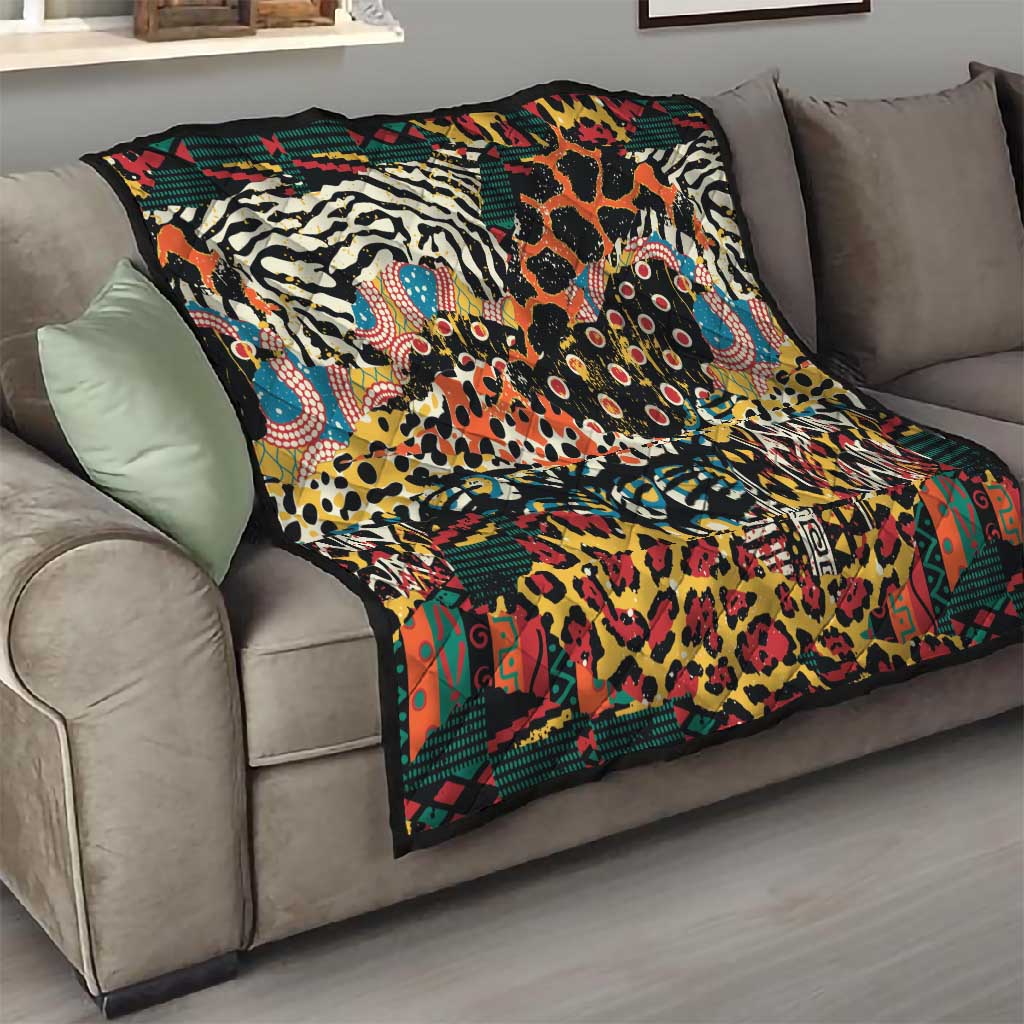 African Mixed Wild Animal Skins Quilt