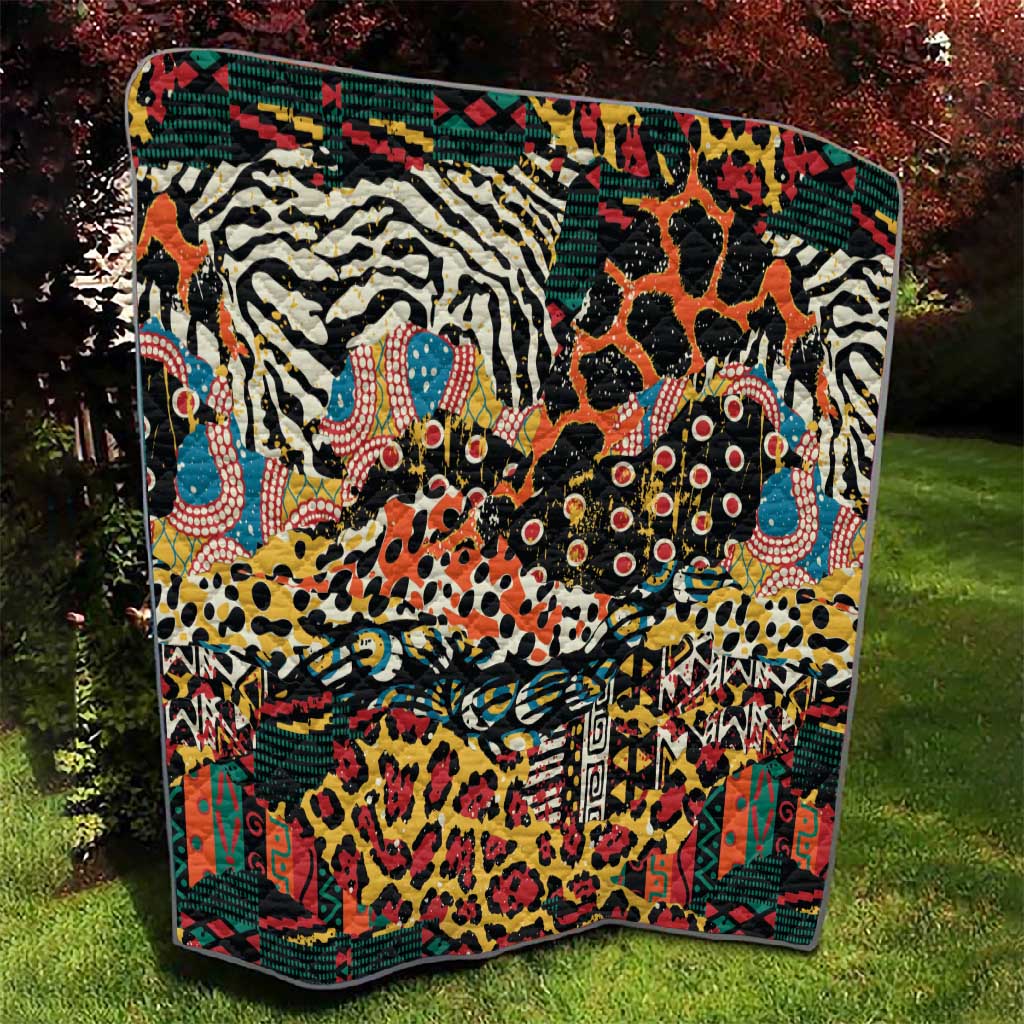 African Mixed Wild Animal Skins Quilt