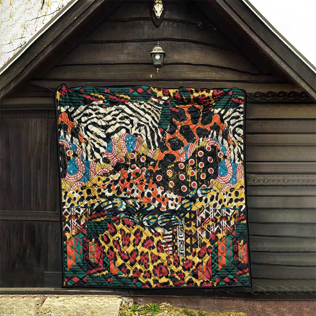 African Mixed Wild Animal Skins Quilt
