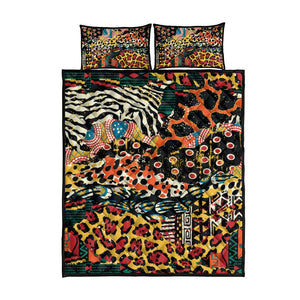 African Mixed Wild Animal Skins Quilt Bed Set